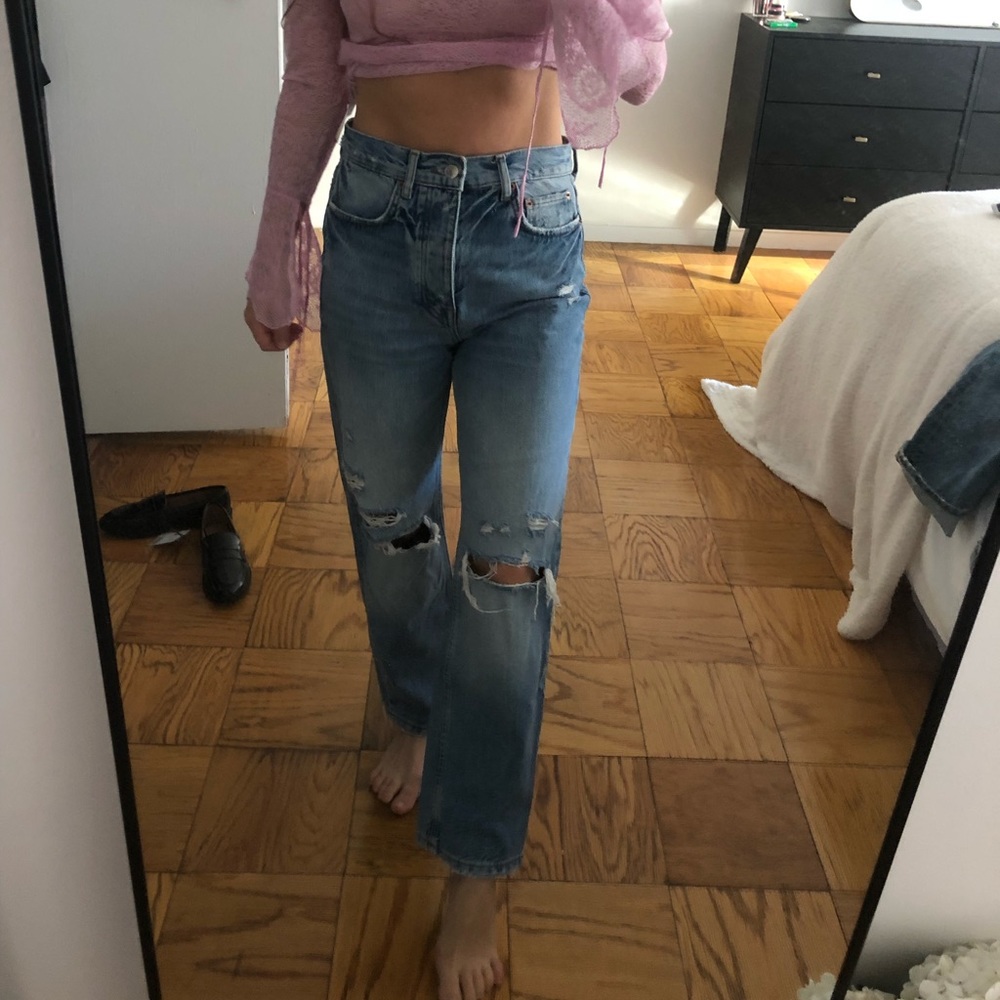 Zara high waisted girlfriend style jeans